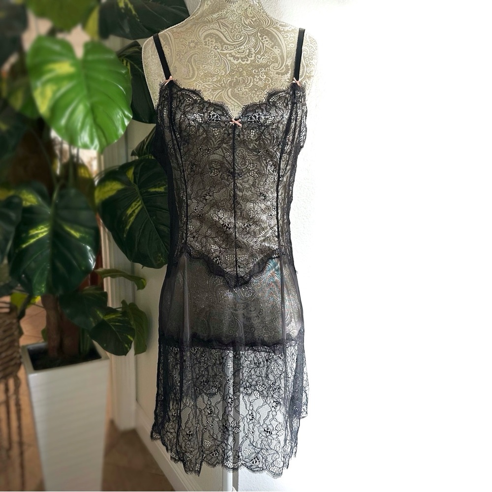 Sexy Black Lace Chemise Nightwear Lingerie Hot Dancer Intimates Size Large